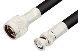 N Male to BNC Male Cable 60 Inch Length Using RG214 Coax, RoHS
