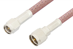 SMA Male to Mini UHF Male Cable 12 Inch Length Using RG142 Coax, RoHS