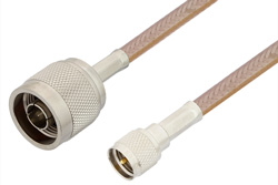 N Male to Mini UHF Male Cable 24 Inch Length Using RG400 Coax, RoHS