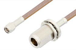 SMA Male to N Female Bulkhead Cable 72 Inch Length Using RG400 Coax
