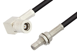 SMB Plug Right Angle to SMB Jack Bulkhead Cable 60 Inch Length Using RG174 Coax, RoHS