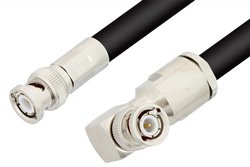 BNC Male to BNC Male Right Angle Cable 24 Inch Length Using RG8 Coax