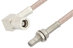 SMB Plug Right Angle to SMB Jack Bulkhead Cable 12 Inch Length Using RG316-DS Coax, RoHS