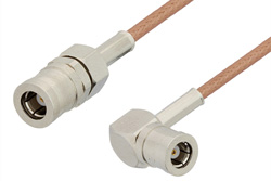 SMB Plug to SMB Plug Right Angle Cable 72 Inch Length Using RG178 Coax, RoHS