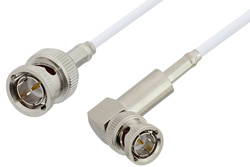75 Ohm BNC Male to 75 Ohm BNC Male Right Angle Cable 24 Inch Length Using 75 Ohm RG187 Coax, RoHS