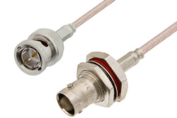 75 Ohm BNC Male to 75 Ohm BNC Female Bulkhead Cable 60 Inch Length Using 75 Ohm RG179 Coax