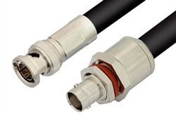 75 Ohm BNC Male to 75 Ohm BNC Female Bulkhead Cable Using 75 Ohm RG216 Coax , LF Solder