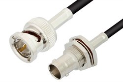 75 Ohm BNC Male to 75 Ohm BNC Female Bulkhead Cable 48 Inch Length Using 75 Ohm PE-B150 Coax