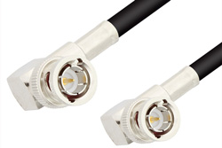 75 Ohm BNC Male Right Angle to 75 Ohm BNC Male Right Angle Cable 72 Inch Length Using 75 Ohm RG59 Coax, RoHS