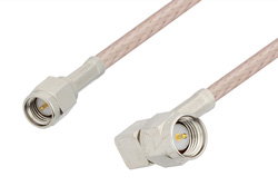 SMA Male to SMA Male Right Angle Cable 12 Inch Length Using RG316-DS Coax