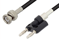 BNC Male to Banana Plug Cable 24 Inch Length Using RG223 Coax