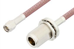 SMA Male to N Female Bulkhead Cable 72 Inch Length Using RG142 Coax, RoHS
