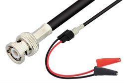 BNC Male to Mini Alligator Clip Cable Using 75 Ohm RG59 Coax
