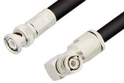 BNC Male to BNC Male Right Angle Cable 12 Inch Length Using RG213 Coax