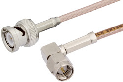 SMA Male Right Angle to BNC Male Cable Using RG316-DS Coax
