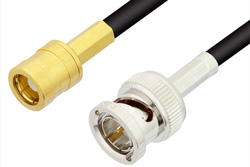 75 Ohm SMB Plug to 75 Ohm BNC Male Cable 12 Inch Length Using 75 Ohm PE-B150 Coax
