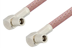 SMB Plug Right Angle to SMB Plug Right Angle Cable 12 Inch Length Using RG142 Coax, RoHS