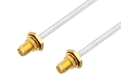 SMA Female Bulkhead to SMA Female Bulkhead Cable 12 Inch Length Using PE-SR402FL Coax