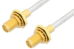 SMA Female Bulkhead to SMA Female Bulkhead Cable 18 Inch Length Using PE-SR402FL Coax, LF Solder, RoHS