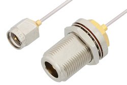 SMA Male to N Female Bulkhead Cable 60 Inch Length Using PE-SR047AL Coax