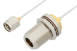 SMA Male to N Female Bulkhead Cable 12 Inch Length Using PE-SR047FL Coax