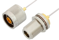 N Male to N Female Bulkhead Cable 12 Inch Length Using PE-SR047AL Coax