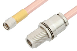 SMA Male to N Female Bulkhead Cable Using RG401 Coax, RoHS