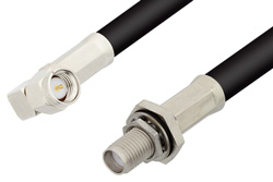 SMA Male Right Angle to SMA Female Bulkhead Cable 72 Inch Length Using 75 Ohm RG59 Coax, RoHS