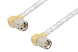 SMA Male Right Angle to SMA Male Right Angle Cable 24 Inch Length Using PE-SR402FL Coax