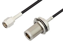 SMA Male to N Female Bulkhead Cable 24 Inch Length Using RG174 Coax