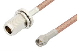 SMA Male to N Female Bulkhead Cable Using PE-P195 Coax, RoHS