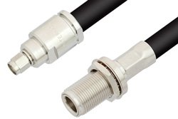 SMA Male to N Female Bulkhead Cable 12 Inch Length Using RG213 Coax, RoHS