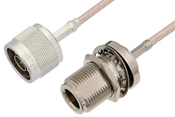 N Male to N Female Bulkhead Cable 72 Inch Length Using RG316-DS Coax, RoHS