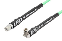 SMA Male to SMA Male Right Angle Low Loss Test Cable 200 CM Length Using PE-P142LL Coax with HeatShrink, LF Solder