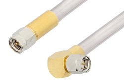 SMA Male to SMA Male Right Angle Cable 24 Inch Length Using PE-SR401AL Coax