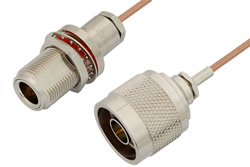 N Male to N Female Bulkhead Cable Using RG178 Coax, RoHS