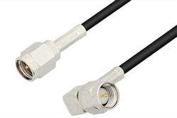 SMA Male to SMA Male Right Angle Cable 36 Inch Length Using RG174 Coax, RoHS