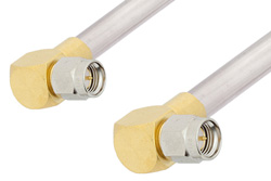 SMA Male Right Angle to SMA Male Right Angle Cable Using PE-SR401AL Coax , LF Solder
