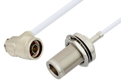 N Male Right Angle to N Female Bulkhead Cable 72 Inch Length Using RG188 Coax, RoHS