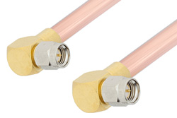 SMA Male Right Angle to SMA Male Right Angle Cable 6 Inch Length Using RG401 Coax, RoHS