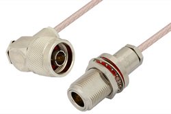 N Male Right Angle to N Female Bulkhead Cable 60 Inch Length Using RG316-DS Coax, RoHS