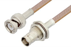 BNC Male to BNC Female Bulkhead Cable 36 Inch Length Using RG400 Coax