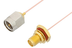 SMA Male to SMA Female Bulkhead Cable 24 Inch Length Using PE-020SR Coax