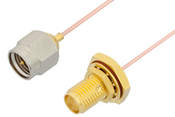 SMA Male to SMA Female Bulkhead Cable 12 Inch Length Using PE-034SR Coax, RoHS
