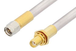 SMA Male to SMA Female Bulkhead Cable 60 Inch Length Using PE-SR401AL Coax , LF Solder