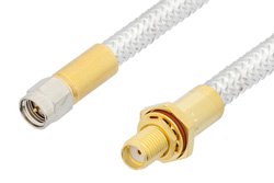 SMA Male to SMA Female Bulkhead Cable 18 Inch Length Using PE-SR401FL Coax