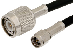 SMA Male to TNC Male Cable 72 Inch Length Using 53 Ohm RG55 Coax