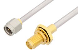 SMA Male to SMA Female Bulkhead Cable 48 Inch Length Using PE-SR402AL Coax