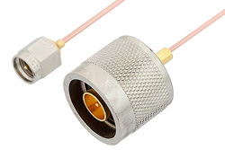 SMA Male to N Male Cable 12 Inch Length Using PE-047SR Coax, RoHS