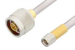 SMA Male to N Male Cable 24 Inch Length Using PE-SR401AL Coax , LF Solder